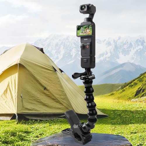 Suptig Jaws Flex Clamp Mount Gooseneck Mount for GoPro Mission Pro Gopro Hero 13 Hero 12 Hero 11 Hero 10 Hero 9 Hero 8 Hero 7 Hero 6 Hero 5 Hero 4 Session Hero 3 Akaso DJI osmo Arlo Action Camera.