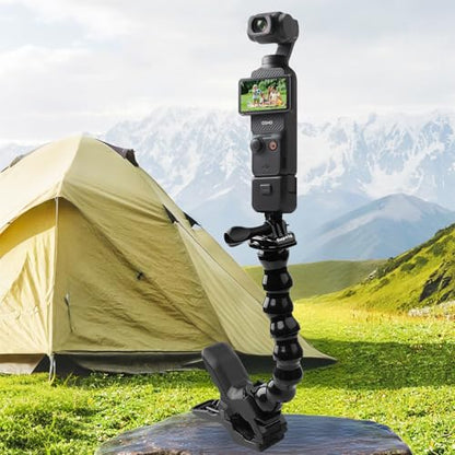 Suptig Jaws Flex Clamp Mount Gooseneck Mount for GoPro Mission Pro Gopro Hero 13 Hero 12 Hero 11 Hero 10 Hero 9 Hero 8 Hero 7 Hero 6 Hero 5 Hero 4 Session Hero 3 Akaso DJI osmo Arlo Action Camera.