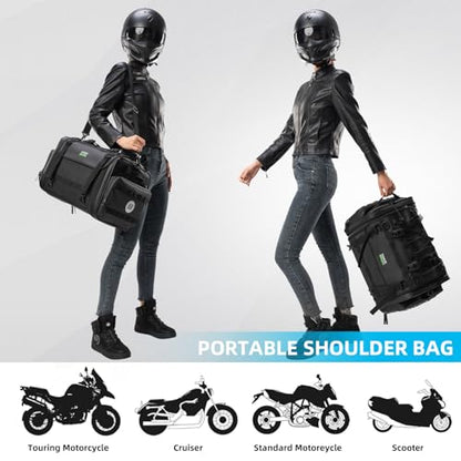 ROCKBROS Motorcycle Tail Bag 50L Expandable Travel Luggage Bag Motorcycle Rear Seat Saddle Bag, Motorbike Accessories Storage Bag with Waterproof Rain Cover Black