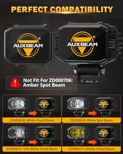 Auxebam 4 inch Black Offroad Light Covers, 2Pcs LED Cube Pod Cover Waterproof Polycarbonate Protective Lens for LED Cube Lights Driving Fog Light (Not Fit for Amber Spot Beam 'ZD000706') - color: Black Offroad Light Cover (Not Fit for ZD000706)