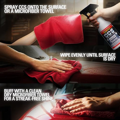 CCS Multi Surface Cleaner - Bug Remover for Motorcycles, Cars, Trucks, RVs, Boats - Clear Coat Ceramic Alternative - Top Coat Shine and Protection Technology (2 pack 2 oz w/towel) - size: 4 Fl Oz (Pack of 1)