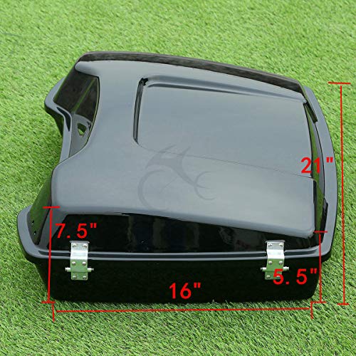 TCMT 5.5" Razor Motorcycle Trunk & Chrome Plate Fit For Harley Touring 1997-2013 Road King Road Glide Street Glide Electra Glide Pack - color: Chrome Lacthes Trunk+Base Plate