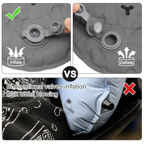 Inflatable Seat Cushion, Lightweight Stadium Seat Pad, Travel Air seat Cushion Anti-Slip for Airplane, Long Flights, Hiking, Climbing, Home and Camping, Compact Air Cushion - color: Gray