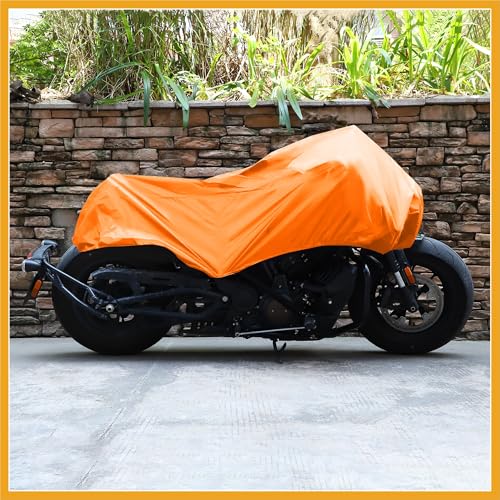 Motorcycle Cover Lightweight Half Cover Outdoor Waterproof Rain Dust Protector Orange M Size for Most Full Dress Touring Cruiser Replacement