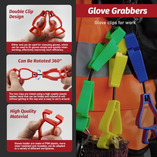 50PCS Glove Clips for Work Glove Holders, Work Safety Clip Glove Keeper, Glove Grabber Clip Holder for Belt Loop Worker Construction(Yellow) Bulk