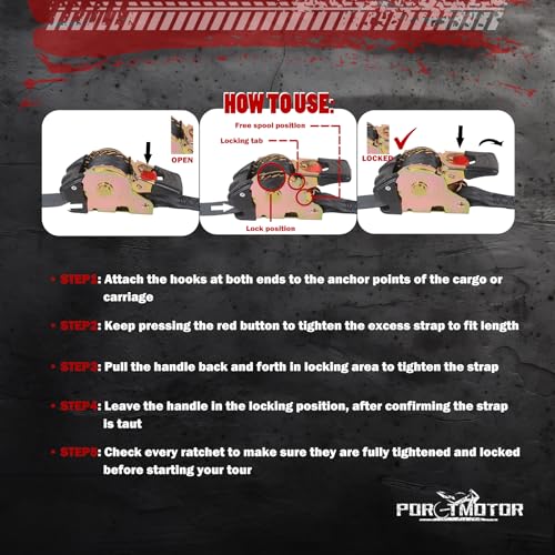 Retractable Ratchet Straps with Built-in Soft Loop, 1 Inch x 10 Feet Self Retracting Straps for Cargo, Truck, Motorcycle, ATV (4 Pack, with Storge Bag)