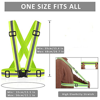 Reflective Vest - Running Vest Reflector, Reflective Running Vest with Safety Straps, High Visibility Reflector - color: D-10pcs Green Vests