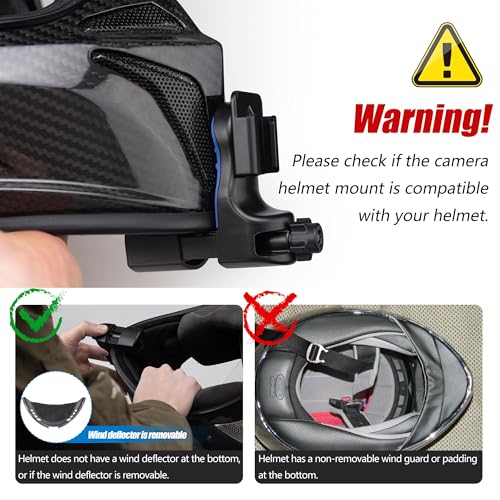 Motorcycle Helmet Chin Mount for GoPro Hero 13 12 11 10 9 8 7 - Compatible with Insta360 & DJI Osmo Action - No Glue Scratch-Free 180° Rotatable Quick Release - Fits Full-Face & Modular Helmets