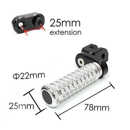 MC MOTOPARTS POLE Silver CNC 25mm Extension Riser Front Foot Pegs Compatible with YZF R3 2015-2017 - color: Silver, size: 25 mm Extension