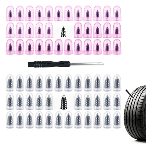 71PCS Tire Repair Rubber Nail Kit with Screwdriver for Tubeless Tires | 2 Sizes Tire Repair Spiral Screw, Tire Plugs, Fast Self-Service Tool for Car, Motorcycle, Tractor Tire Puncture Repair