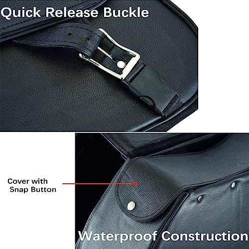 Dream Apparel Naked Cowhide Leather Motorcycle Saddle Bags Throw Over Saddlebags, Motorcycle Side Bags for Honda Shadow Sportster Softail Dyna V-star (Black, No Studs)