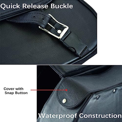 Dream Apparel Naked Cowhide Leather Motorcycle Saddle Bags Throw Over Saddlebags, Motorcycle Side Bags for Honda Shadow Sportster Softail Dyna V-star (Black, No Studs)