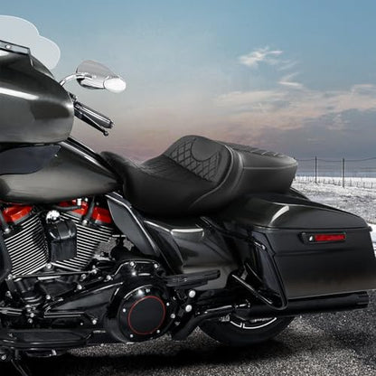River Seat - SLMOTO Hammock Seat Motorcycle Seat Cushion fit for Harley Touring Road King Street Glide Road Glide Electra Glide 2009-2023 - color: A Style Black