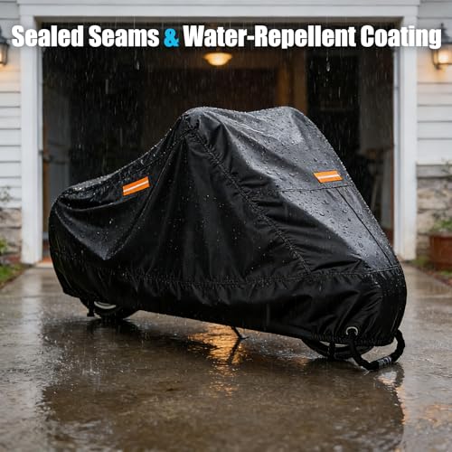 300D Motorcycle Cover Waterproof Outdoor, 96.5 inch Fits for Harley Davidson Sportster Iron 883/1200, Forty-Eight, Nightster, Nightster Special, Street 500/750, Honda Rebel 300/500/1100, Black - size: 96.5 inch