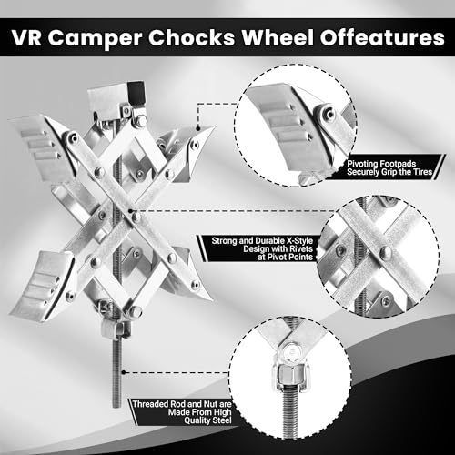 X-Shaped RV Wheel Chock Fit 3.25” to 10.5” Camper Wheel Chock Stabilizer Scissor with Accessories Pair for Travel Trailer, Heavy Duty Tire Wheel Chock Scissor Locking X Chock, 2Pack - size: 10.5inch 2pc