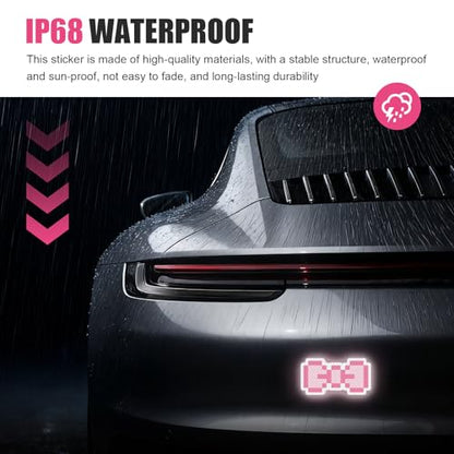 Reflective Bow Sticker, 4.96" x 2.6" Waterproof & Scratch-Resistant Sticker, Car Body Scratch Cover Decal, Universal Night Safety Warning Decal for Motorcycles, Helmets, Cars (Pink) - color: Pink