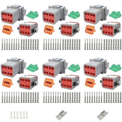 8 Pin Way Deutsch DT Gray Connector 6 Set,Size 16 Stamped Contacts 14-20AWG Waterproof Electrical Wire Connector with Seal Plug for Truck, Off-Road Vehicles, Marine, Motorcycle Wiring - size: 8 Pin (6set)