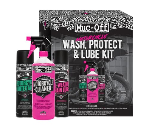 Motorcycle Wash Cleaner + Protectant + Chain Lube Combo Kit