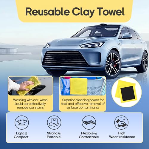 2PCS Clay Towel Auto Detailing, Clay Bar Towel Cloth Auto Detailing for Car (12 x 12 in) (Yellow) - color: Yellow
