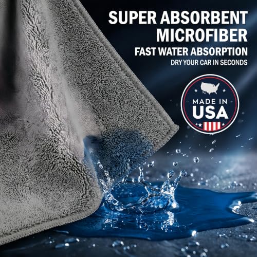 2 Pack Professional Large Microfiber Car Drying Towels (31" x 24"), Scratch Free, Lint Free, Highly Absorbent Quick Drying Towel Cloth for Cars, SUVs, RVs, Trucks Boats, Car Detailing