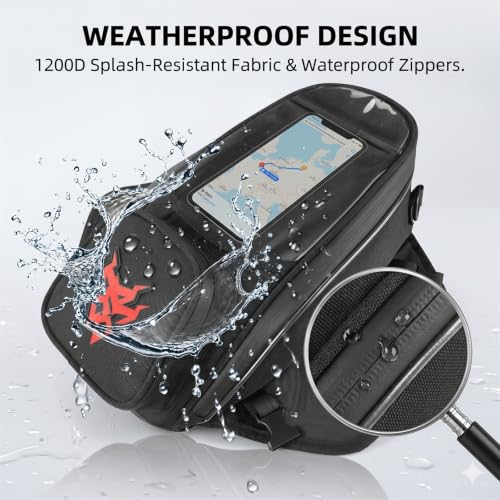 MOTOCENTRIC Magnetic Motorcycle Tank Bag, 1200D Splash-Resistant Fuel Tank Bag with Touchscreen Phone Pocket, Universal Bikers Shoulder & Handheld Storage Bag for Metal and Plastic Tanks (Gray) - color: Gray