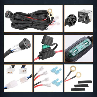 Wiring Harness 2 Lead, Nirider 12V 40A Rocker Switch Relay Fuse Nylon Wiring Harness Kit for LED Light Bars Fog Lights Work Lights Driving Lights Offroad LED Pods Wire Kit for Truck UTV ATV Boat - size: 2lead
