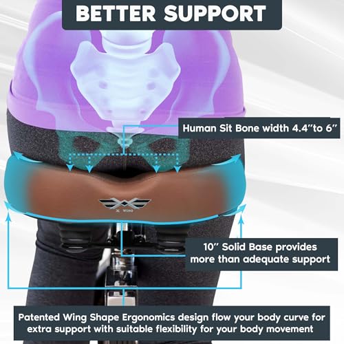 X WING New-Age Noseless Bike Seat Cushion for Men & Women - Extra Padding & Wide - Suitable for City, Electric, Stationary Bikes - Compatible with Peloton Bikes – Wide Winged Bike Seat with Cushion - color: Brown Bubble