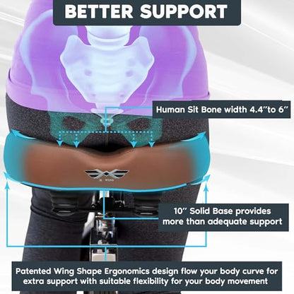 X WING New-Age Noseless Bike Seat Cushion for Men & Women - Extra Padding & Wide - Suitable for City, Electric, Stationary Bikes - Compatible with Peloton Bikes – Wide Winged Bike Seat with Cushion - color: Brown Bubble