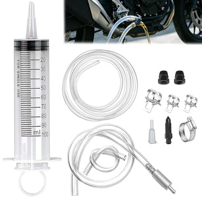 Brake Bleed Kit, Hydraulic Disc Brake Bleeding Kit, Motorcycle Brake Bleeder Kit Includes 100ML Syringe 50cm Hose and Brake Bleeder Hose Kit with One Way Check Valve - color: Brake Bleed Kit&Hose