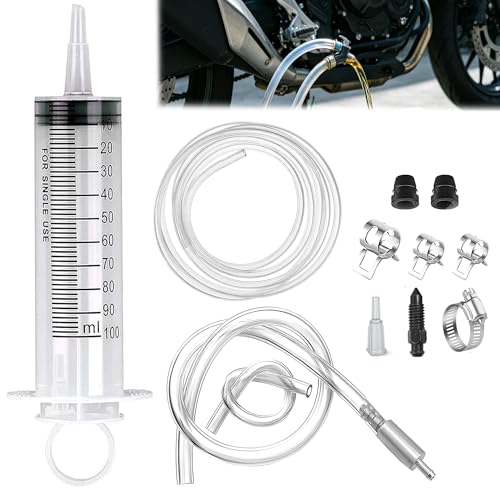 Brake Bleed Kit, Hydraulic Disc Brake Bleeding Kit, Motorcycle Brake Bleeder Kit Includes 100ML Syringe 50cm Hose and Brake Bleeder Hose Kit with One Way Check Valve - color: Brake Bleed Kit&Hose