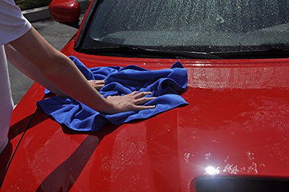 Detailer's Preference Microfiber Drying Towel, Dual Pile Terry Weave, Super Absorbent, Scratch-Free, Large Size for Cars, Trucks, RVs, Boats, Motorcycles, Aircraft, 32x27 Inches, 6 Sq Ft, Blue