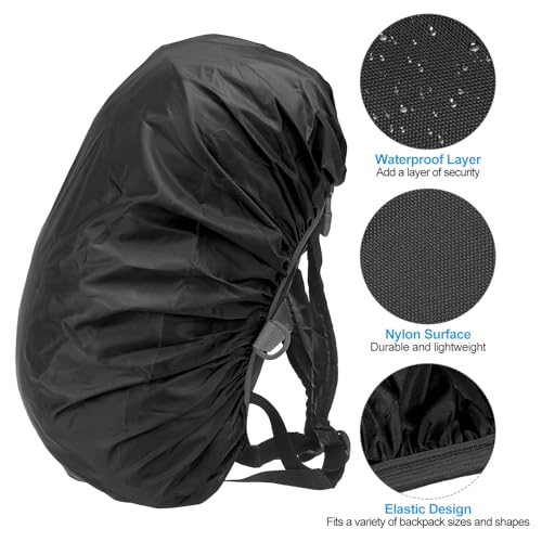 PATIKIL Waterproof Backpack Rain Cover Anti-Slip Cross Buckle Straps & Drawstring Bag for Hiking Camping Traveling - color: Black, size: Small