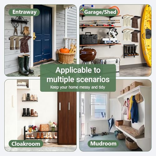 4 Pair Boot Rack Organizer Tall Boots for Wall Mounted - Wader Hangers for Drying Fishing Rain Hiking Tall Cowboy Boots - Boot Hanger Holder for Indoor Outdoor Entryway Garage Mudroom Closet