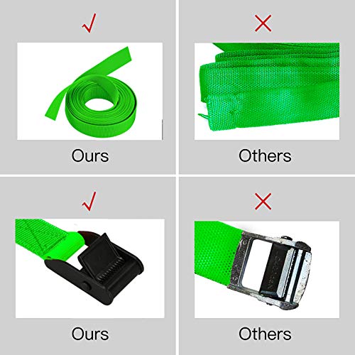 Premium Lashing Strap Short 1" x 6.5 ft, Cam Buckle Tie Down Straps Heavy Duty Secure Straps up to 700 lbs Capacity for Motorcycle,SUP, Kayak, Canoe, Surfboard, Cargo, Boat,Trailer, Luggage - color: Green 4pcs
