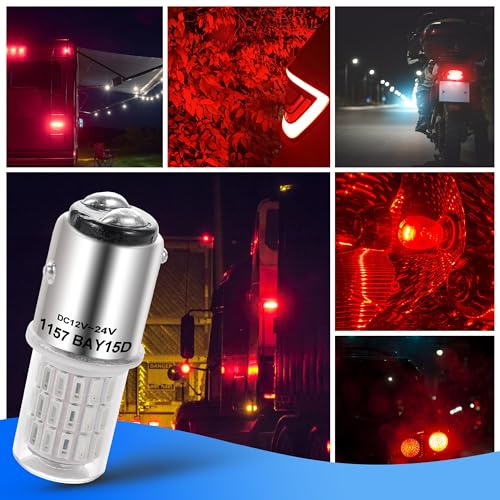 Heifymi 1157 Led Bulb 3 Watt DC12-24V BAY15D 7528 2057 2357 Brilliant Red LED Replacement for Car Camper RV Trailer Boat Brake Tail Stop Signal Light, 2 Pack - color: Brilliant Red, size: BAY15D