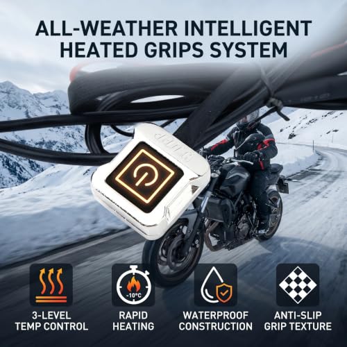 RiToEasysports Motorcycle Heated Hand Grips 1Pair 12V ATV, Rubber