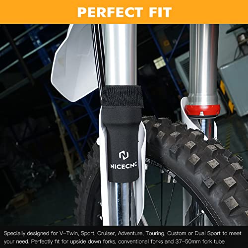NICECNC 6" Fork Seal Protectors Universal Fork Cover Boots Compatible with 37-50mm Upside Down Forks Conventional Forks Compatible with V-Twin Sport Cruiser Adventure Touring Custom Dual Sport