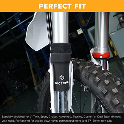 NICECNC 6" Fork Seal Protectors Universal Fork Cover Boots Compatible with 37-50mm Upside Down Forks Conventional Forks Compatible with V-Twin Sport Cruiser Adventure Touring Custom Dual Sport