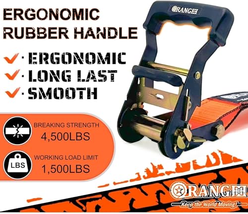 ORANGEE® Wheel Chock Tie Down Kit with Rubber Grip Sleeve for Trailer E Track System for ATV, UTV, Lawn Mower & Small Tractor and More Working Load 1500lb…