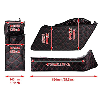 Non-Stretched Saddlebag Liners Inserts Red Thread Compatible with Harley Touring Electra Street Glide Road King 2014-2023 1 Pair - color: Red Stitching