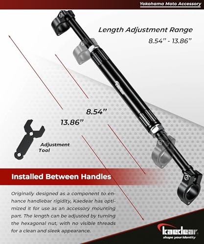 KAEDEAR Adjustable Handlebar Brace Bar, Aluminum, Motorcycle Multi-Bar, for Phone Holders and Accessories, 0.86 inches (22 mm) Handlebar Compatibility, Adjustable Center Brace KDR-HB2