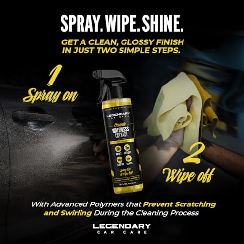 Legendary Ceramic Waterless Car Wash 16oz - High Gloss SiO2 Infused Detailing Spray - Hydrophobic Rinseless Car Wash & Exterior Spray Detailer