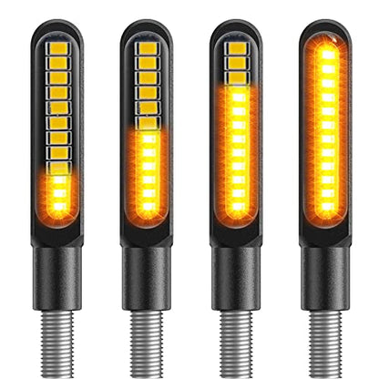 Kinstecks 4PCS Motorcycle Indicators Flowing Turn Signal Lights Motorbike Turning Indicators 12V 12LED for Motorcycle Motorbike LED Amber
