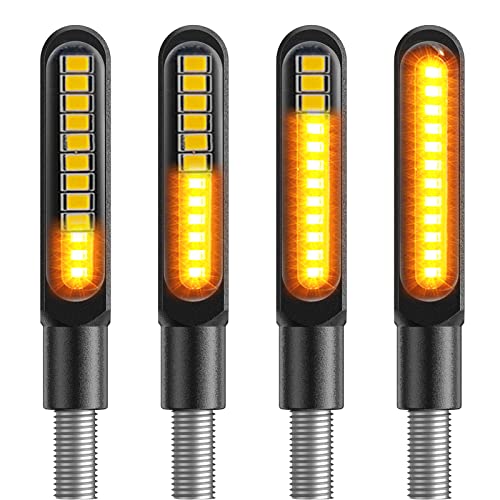 Kinstecks 4PCS Motorcycle Indicators Flowing Turn Signal Lights Motorbike Turning Indicators 12V 12LED for Motorcycle Motorbike LED Amber