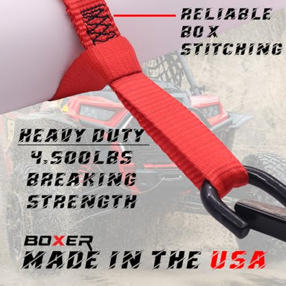 BoxerTool Soft Loop Tie Down Straps (8 Pack) USA Assembly - Loops for Securing ATV, UTV, Motorcycles, Scooters, Dirt Bikes, Lawn & Garden Equipment
