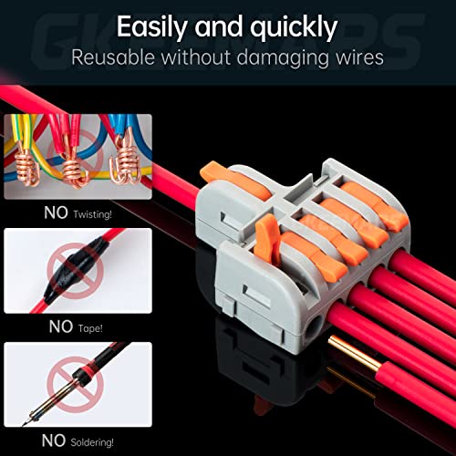 26Pcs Compact Splicing Connectors Wire Connectors Kit 2, 3 and 5 Circuit Inline Splices 24-12 AWG (Grey) - color: Grey