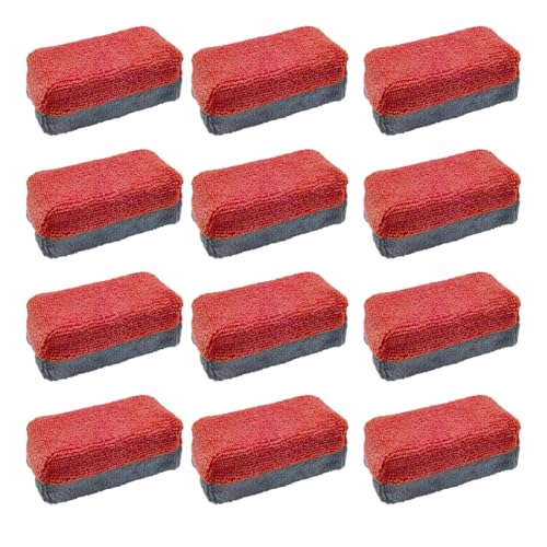 12PCS Ceramic Coating Applicator Sponge, 4.13'' x 1.84'' Microfiber Car Detailing Applicator Pads, Rectangular Car Foam Cleaning Pad, Auto Polishing Pad for Wax, Paint, Sealant (Red) - color: Red
