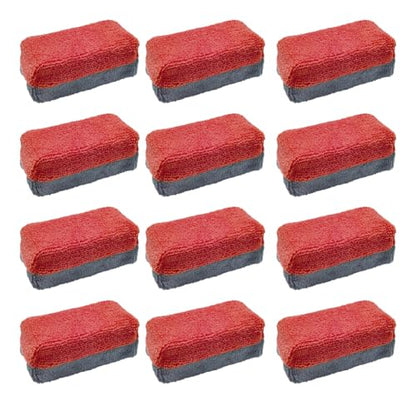 12PCS Ceramic Coating Applicator Sponge, 4.13'' x 1.84'' Microfiber Car Detailing Applicator Pads, Rectangular Car Foam Cleaning Pad, Auto Polishing Pad for Wax, Paint, Sealant (Red) - color: Red