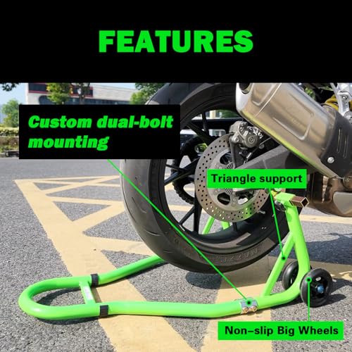 MOTO4U Motorcycle Stand,880lbs Motorcycle Stands Front and Rear with 4 Adjustable Swingarm Spool,Heavy Duty Front Rear Wheels Lift Combo,Paddock Stands Dual bolt Universal Fit for Most Sport Bike