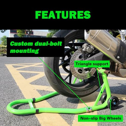 MOTO4U Motorcycle Stand,880lbs Motorcycle Stands Front and Rear with 4 Adjustable Swingarm Spool,Heavy Duty Front Rear Wheels Lift Combo,Paddock Stands Dual bolt Universal Fit for Most Sport Bike